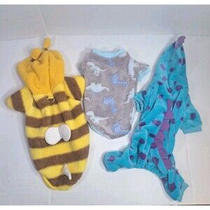 3 Pc Halloween Dog Costume Lot Dinosaur Dino Sweater Bee Outfit Large XL Pet